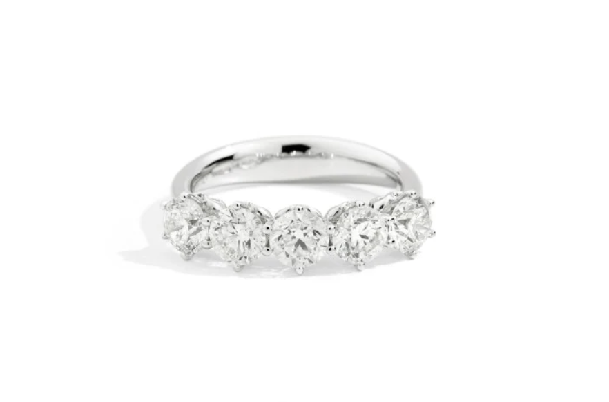 VERETTA A 5 PIETRE IN ORO BIANCO E DIAMANTI, 0.46ct - R01MZ014/045