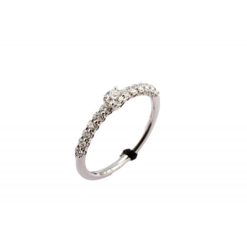Pave' Anniversary Solitaire Ring in White Gold with Diamonds, 0.56ct - R01SP209/055