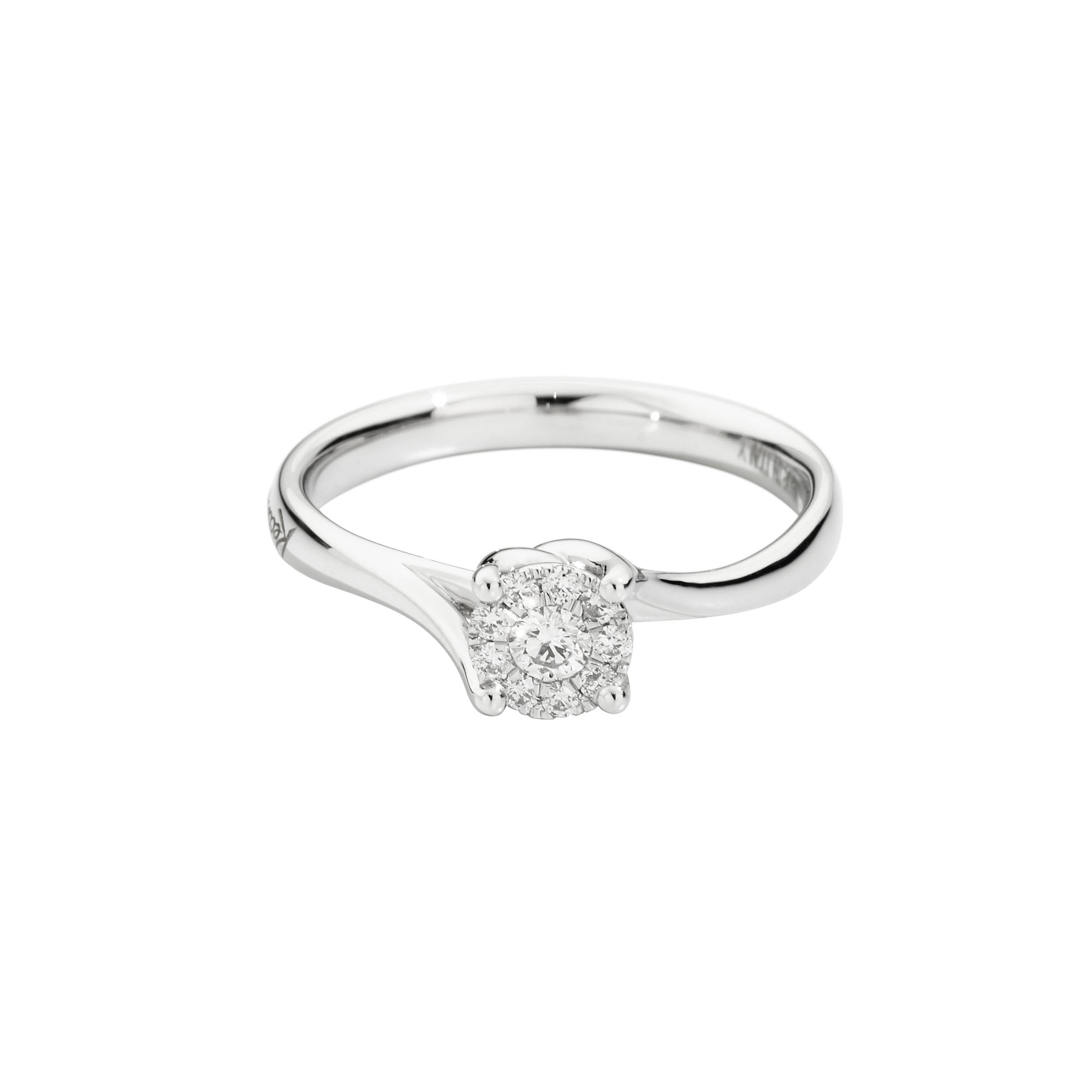 Anello Solitario Recarlo in oro bianco e mosaico di diamanti, Nodo D'Amore, 0.20ct - R04SO001/020