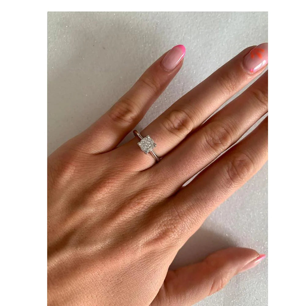 Solitärring mit Diamantmosaik, Love Knot Kollektion, 0,19 ct - R04SO988/020