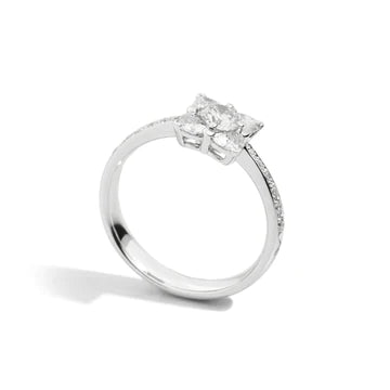 Anello collezione Eden in oro bianco e diamanti, modello fiore, 1.05ct - R74FA001/090