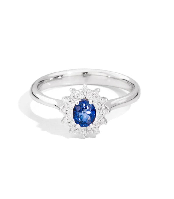 Anello Recarlo zaffiro blu e giro di diamanti, 0.53ct di zaffiro - R77CC001/ZB