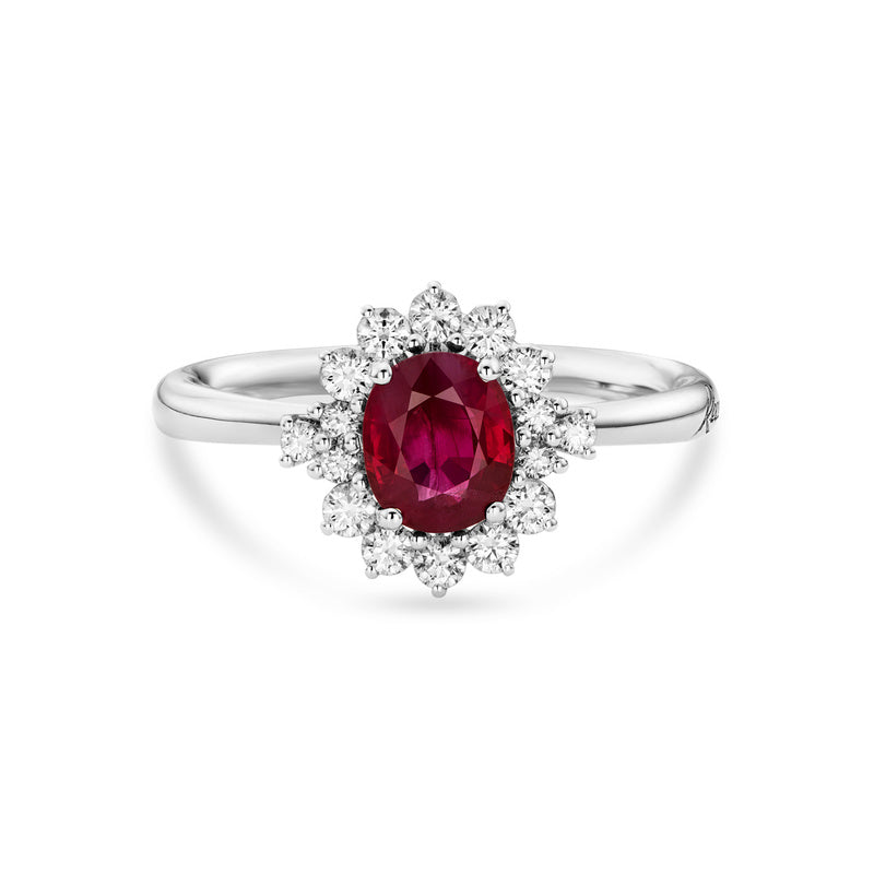 Anello oro bianco con giro di diamanti e Rubini, 0.76ct di rubini - R79CC016/RB030