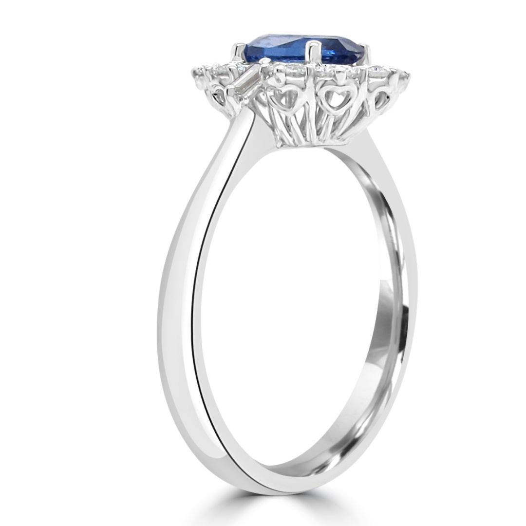 Anello in oro bianco, zaffiro e diamanti, 0.89ct di zaffiri - R79CC108/ZB065