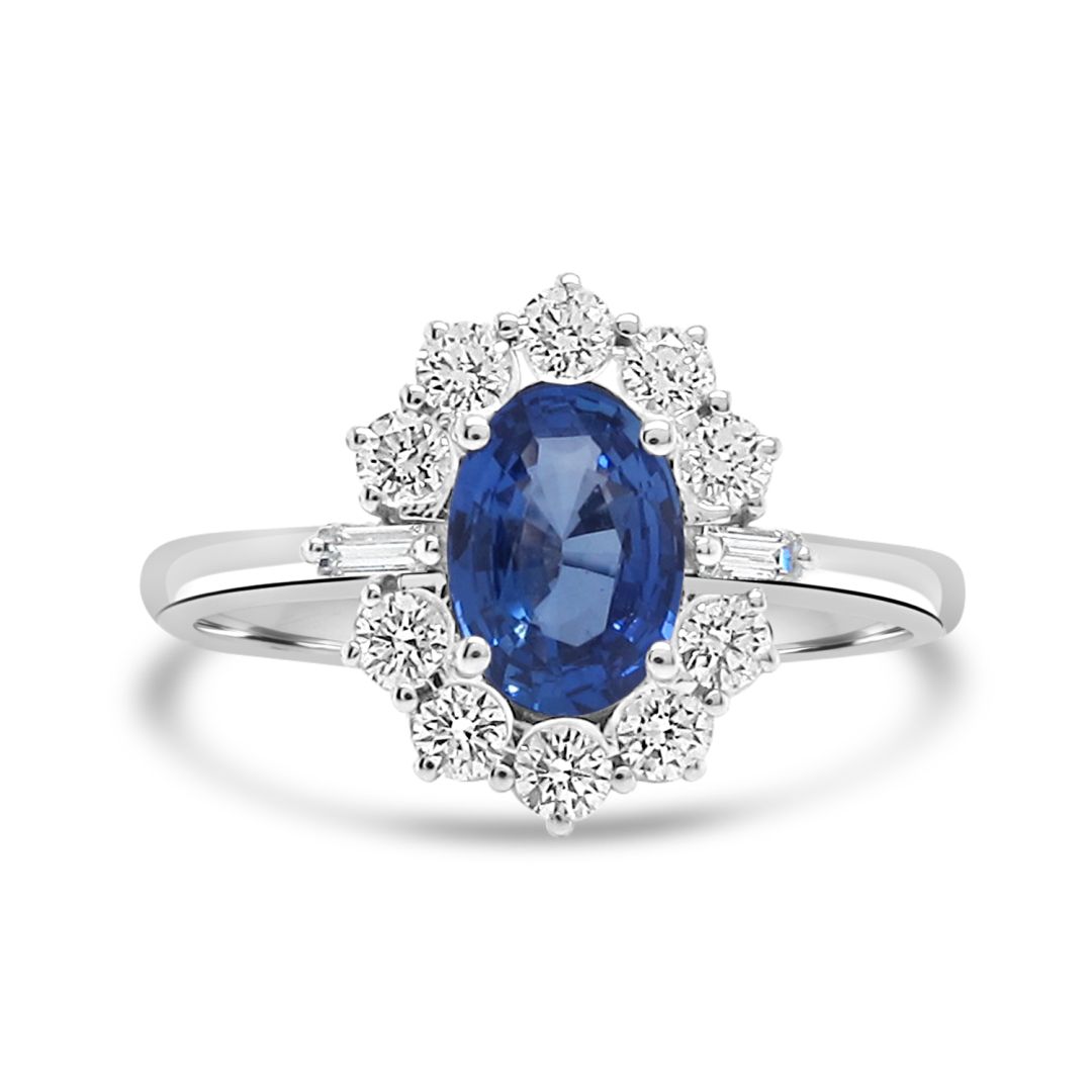 Anello in oro bianco, zaffiro e diamanti, 0.89ct di zaffiri - R79CC108/ZB065
