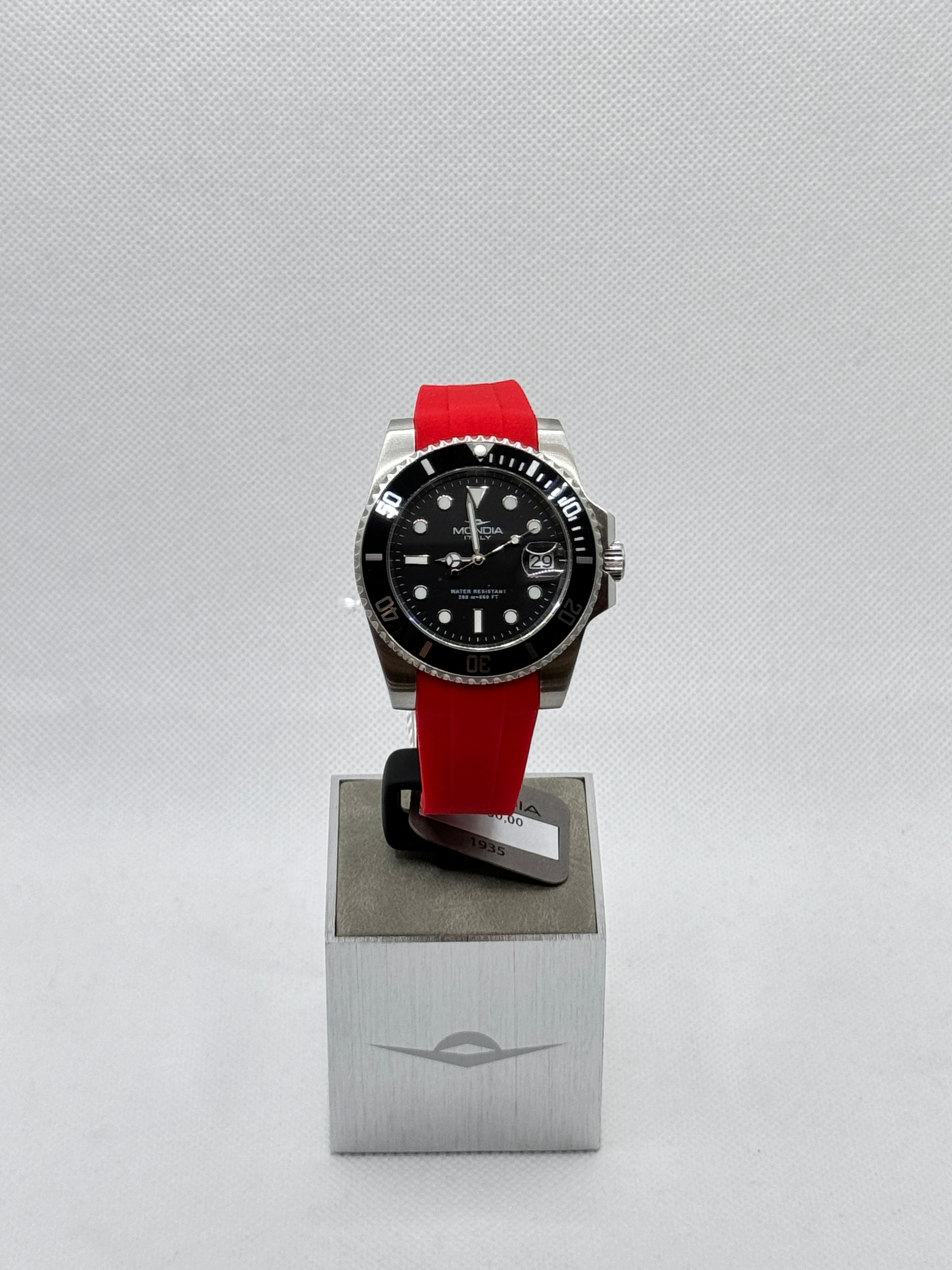 Herren-Automatikuhr mit rotem Kautschukarmband, 40 mm – MI-825-SSBK-BK-OY Rot