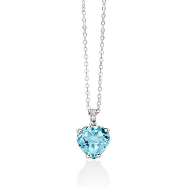 Collana Miluna con Gemma del Cielo a cuore e diamanti in oro bianco - CLD4109