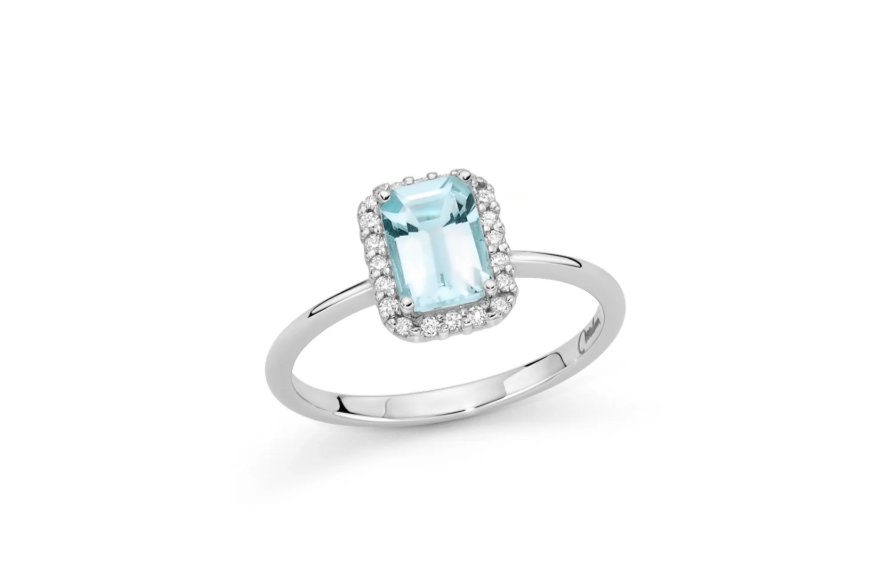 Miluna-Ring mit achteckigem Aquamarin und Diamanten in 18 Karat Weißgold – LID3765