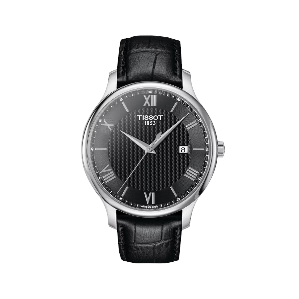 Orologio Tissot TRADITION, Cinturino di pelle e quadrante nero, 42mm - T0636101605800