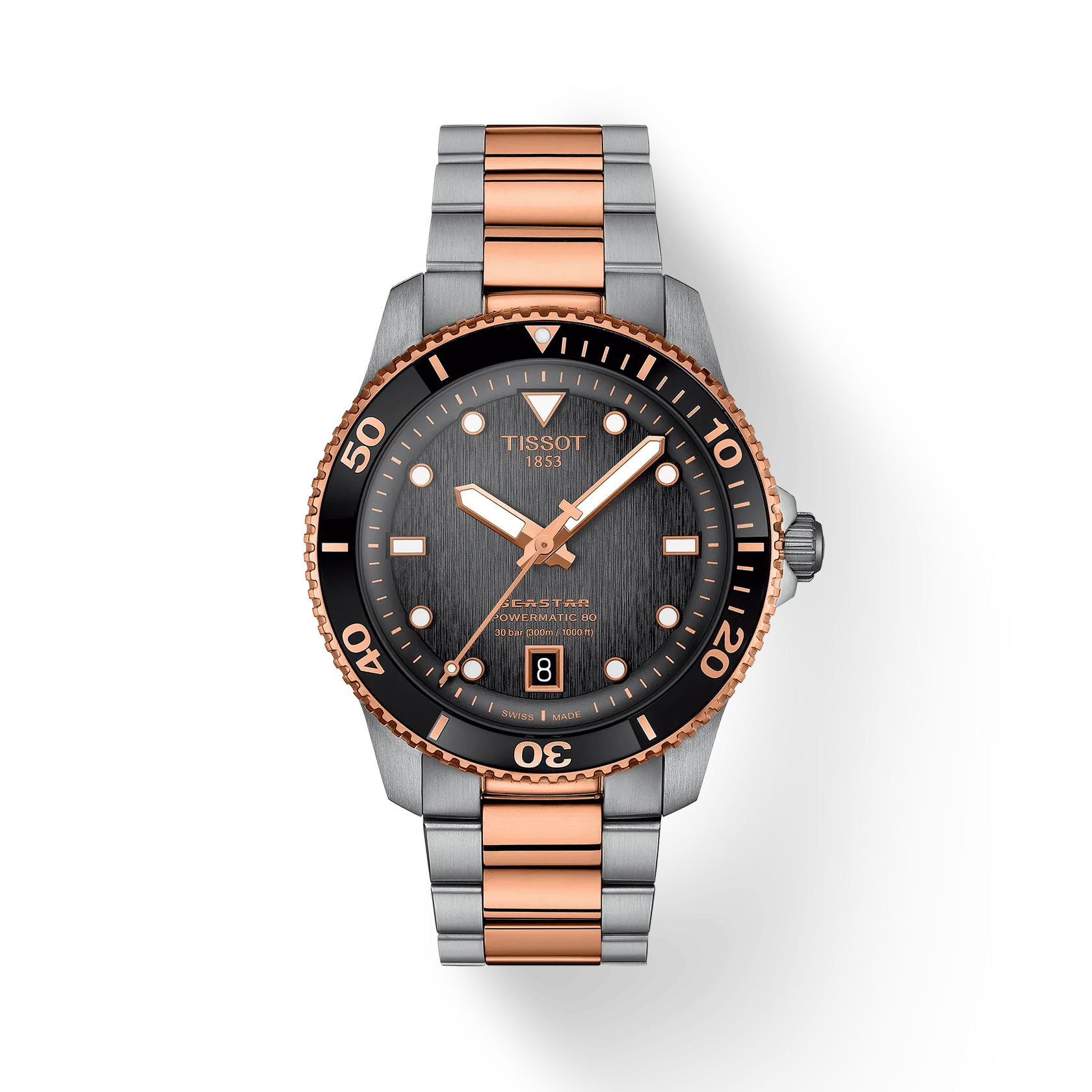 Tissot Seastar 1000 Powermatic 80, graues Farbverlaufszifferblatt, 40 mm – T1208072205101