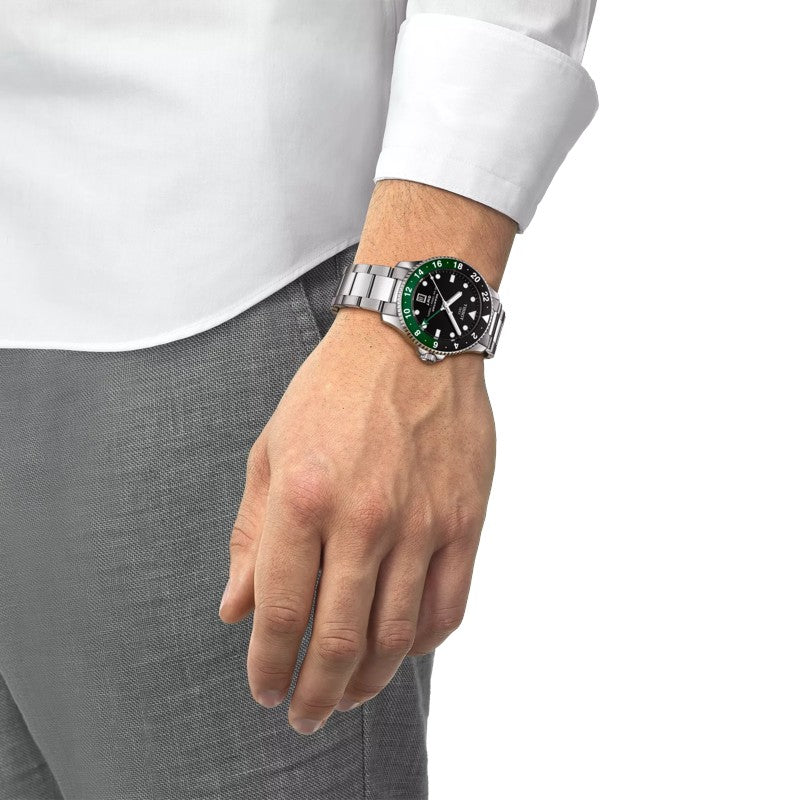 Tissot Seastar 1000 Quartz GMT, grüne und schwarze Lünette, 40 mm – T1208521105100