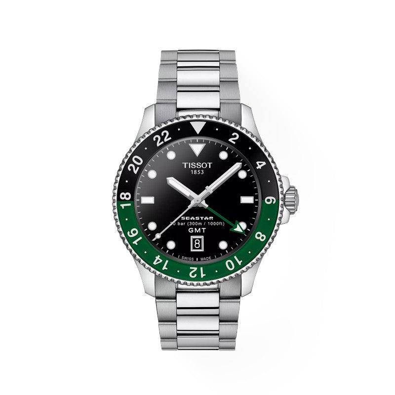 Tissot Seastar 1000 Quartz GMT, grüne und schwarze Lünette, 40 mm – T1208521105100