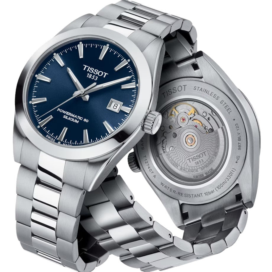 TISSOT GENTLEMAN POWERMATIC 80 SILICIUM, qudrante blu, 40mm - T1274071104100