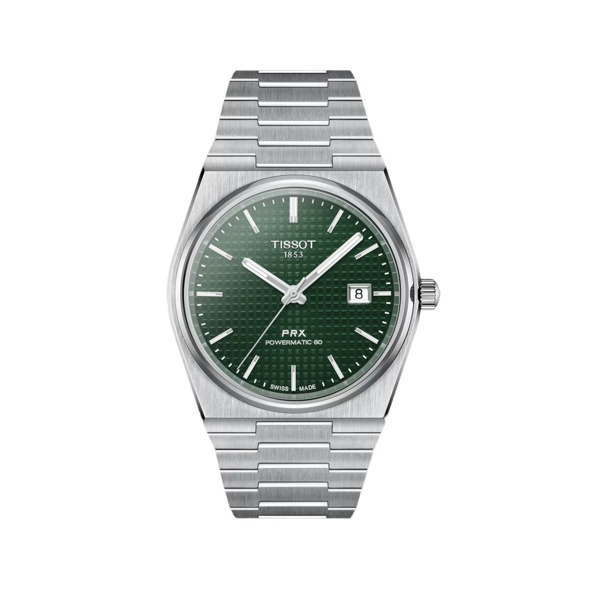 Tissot PRX Powermatic 80 Stahluhr mit grünem Zifferblatt, 40 mm – T1374071109100
