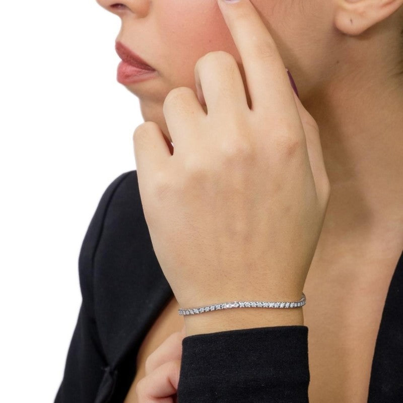 Bracciale TENNIS Recarlo COLLEZIONE Face Cube, in oro bianco e diamanti bianchi, 1.03ct - T39SE885/D-17