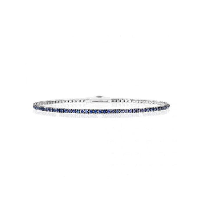 FACE CUBE – Tennisarmband aus Weißgold, schwarzen Diamanten und blauen Saphiren, 1,25 ct Saphire – T39SE885NZB-18