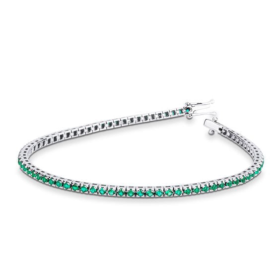 Bracciale tennis Recarlo unisex, collezione Facecube, in oro bianco 18kt e smeraldi, 1.25ct di smeraldi - T39SE886/SM
