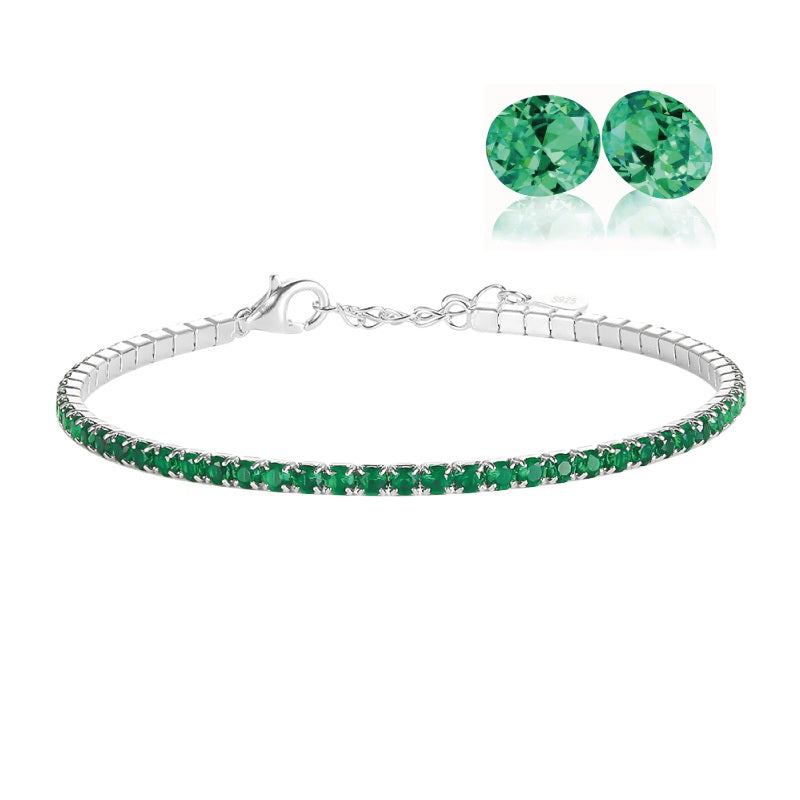 Bracciale tennis Spadarella in argento con zirconi verdi, 2mm, da uomo - TEN2-Verde