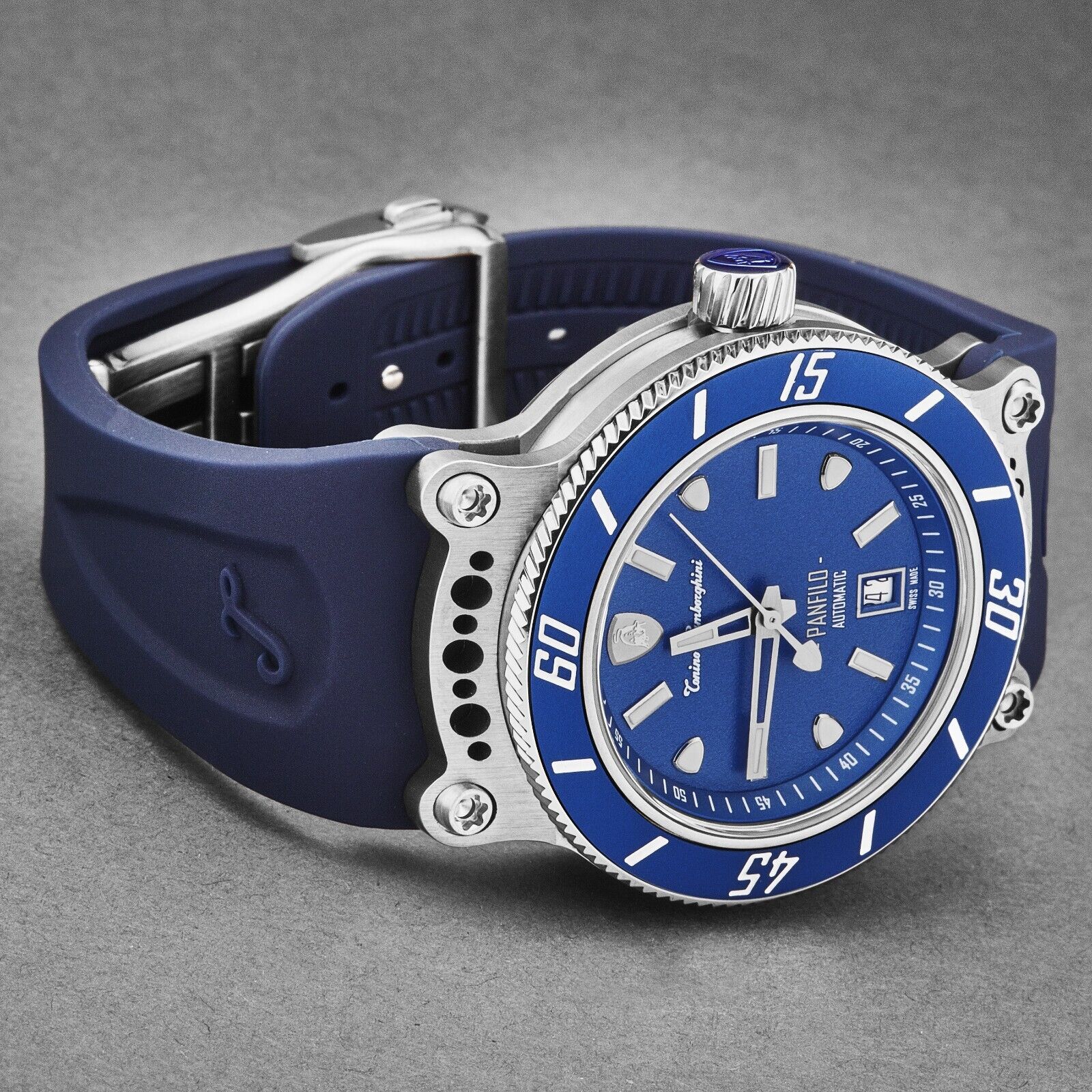 Tonino Lamborghini Herren-Automatikuhr „PANFILO“ mit blauem Zifferblatt, 44 mm – TLF-T03-2