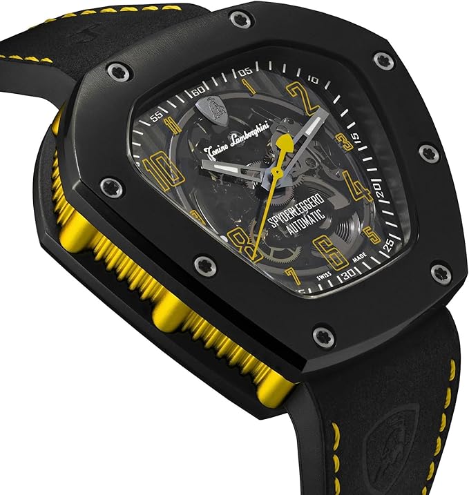 Tonino Lamborghini Orologio Automatico Spyderleggero Scheletro Titanio Giallo, 46mm - TLF-T06-3