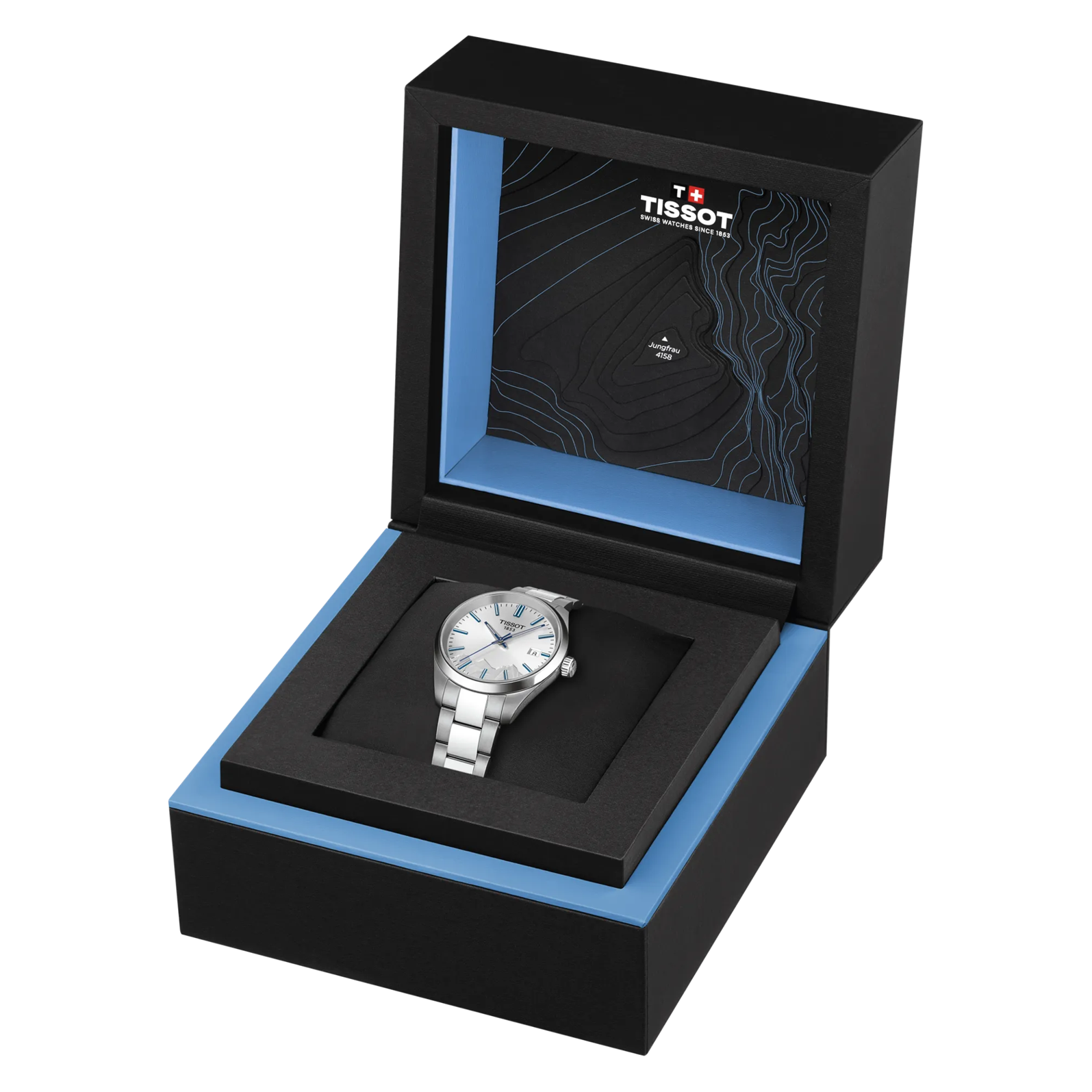 Tissot PR 100 Jungfraubahn Quartz 34 mm, weißes Zifferblatt – T1502101103101