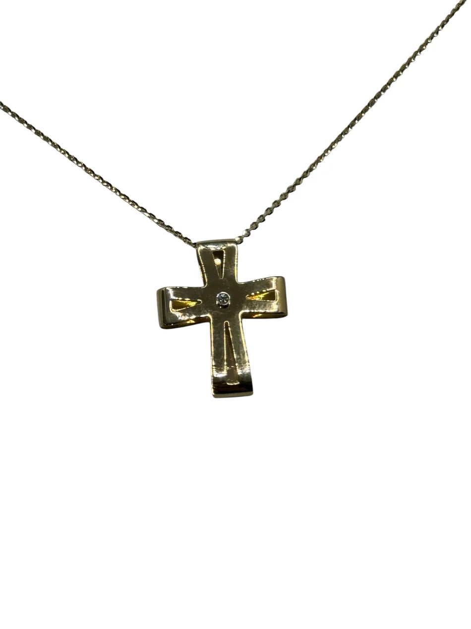 Zancan-Halskette aus Gelbgold mit Diamanten | Kreuz – Insignia Gold – UC138GB