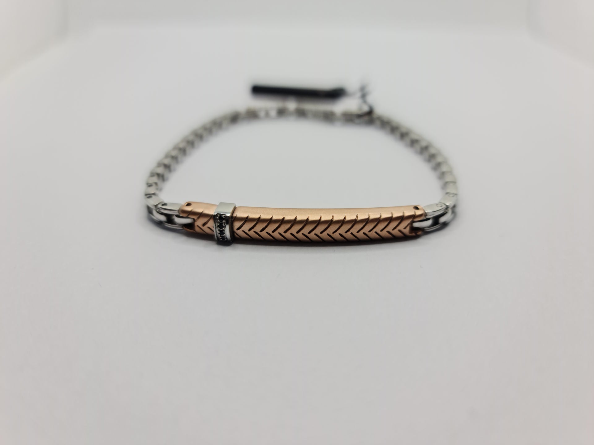 Herrenarmband aus Stahl mit Mittelplatte aus Roségold - UHB004