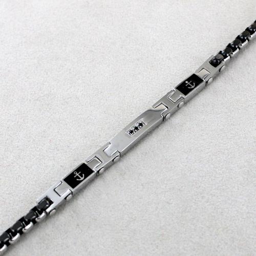 Bracciale Zancan da uomo in acciaio con Ancora e spinelli neri - UHB108