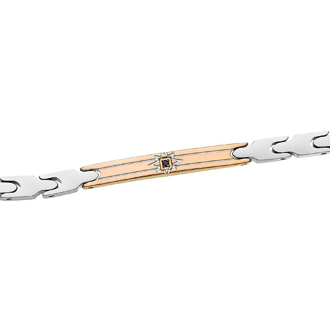 Bracciale da uomo Zancan acciaio piastrina rosé e cristallo - UHB126