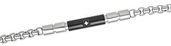 Bracciale da Uomo Zancan in Acciaio, pvd nero, con Targa e Zircone bianco centrale - UHB127