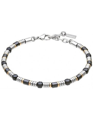 Bracciale ZANCAN Da Uomo in acciaio e onice, con dettagli color oro rosa - UHB132