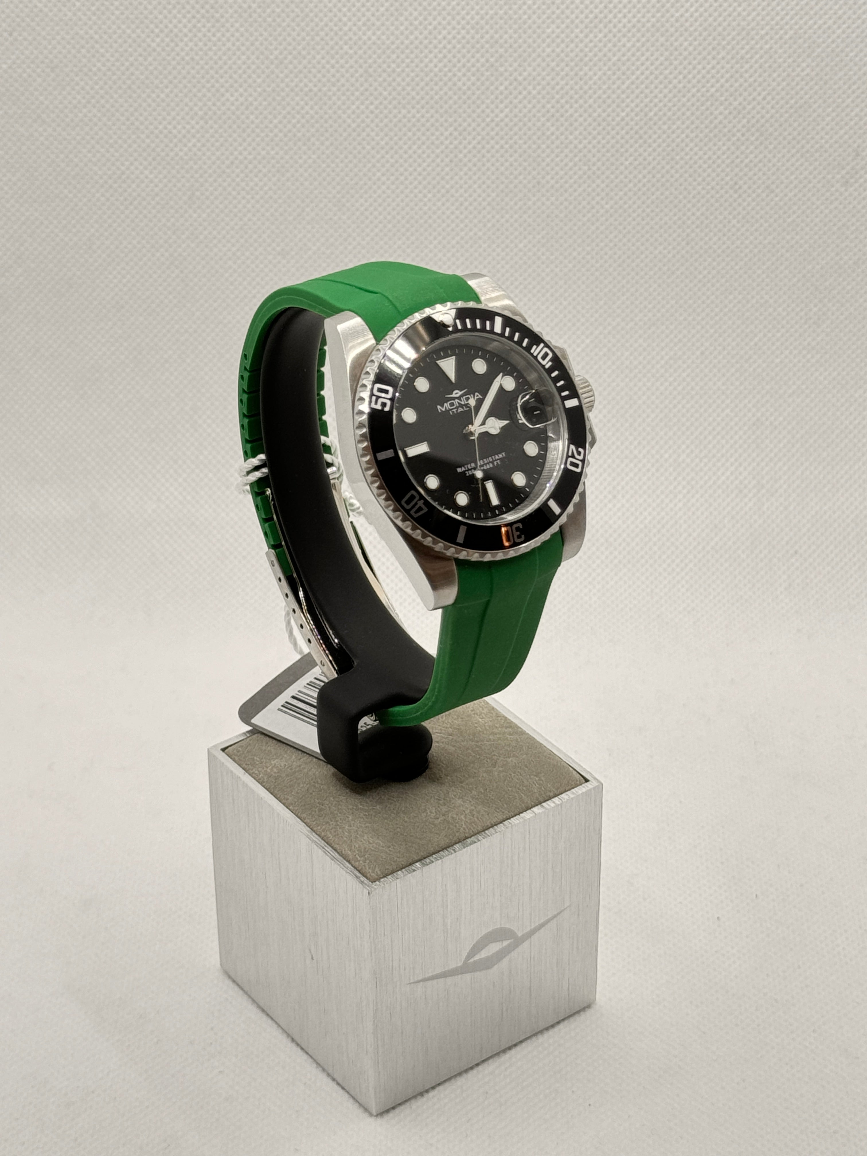 Herren-Automatikuhr mit grünem Kautschukarmband, 40 mm – MI-825-SSBK-BK-OY Grün
