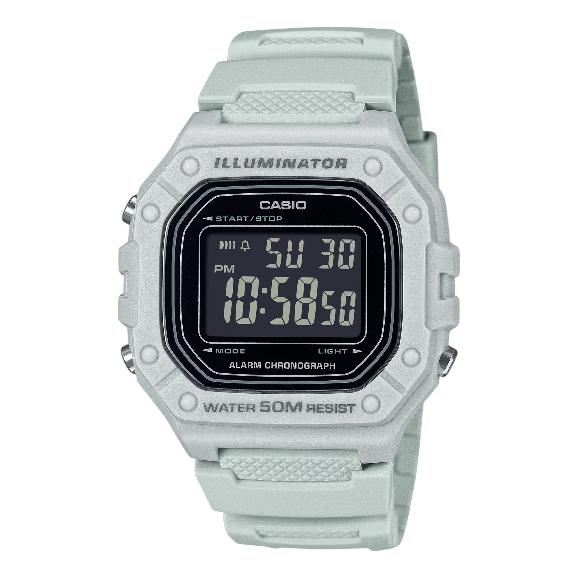 Orologio CASIO Timeless collection, digitale, cinturino in cauccù bianco, 43mm - W-218H-8BVEF