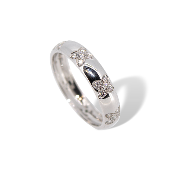 Anello a fascia in oro bianco e diamanti, collezione Classici, 0,40ct - XC001/040B