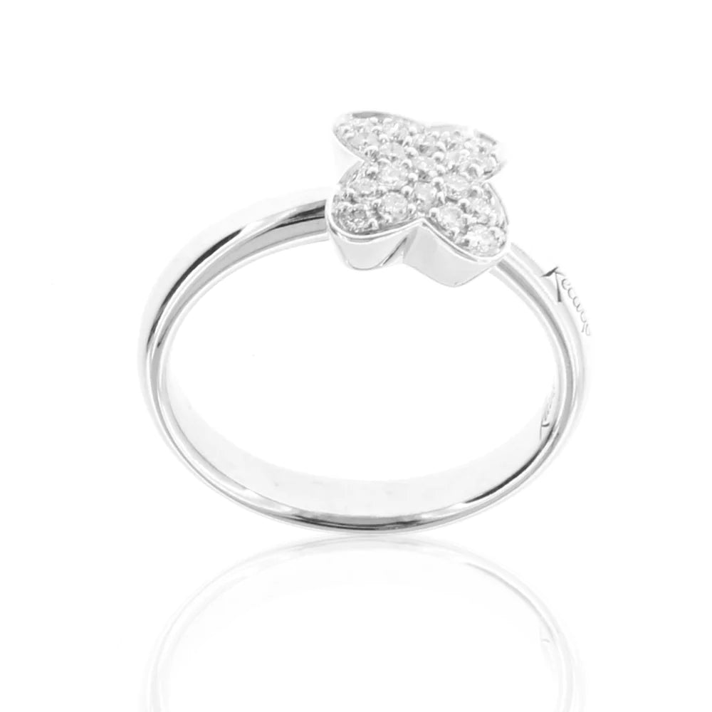 Giopaoli ring, Fiore model, in white gold and diamonds, 0.21ct - XD067/B