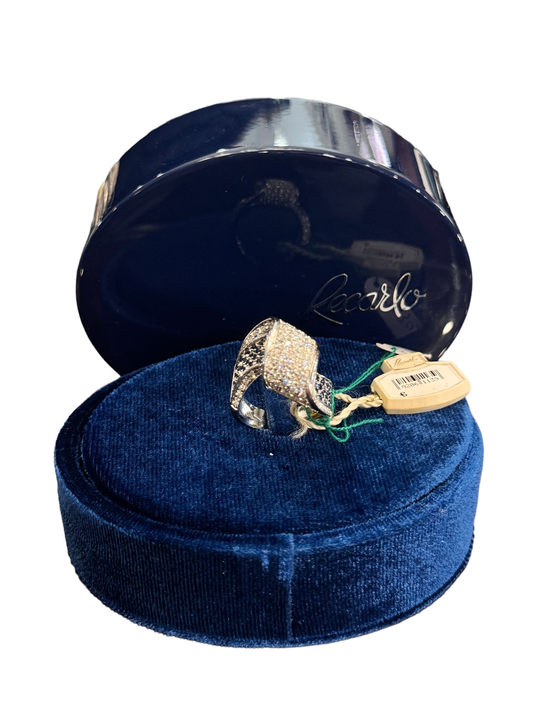 Band ring in white gold, diamonds and sapphires, 0.76ct sapphires - ZM349/BZ