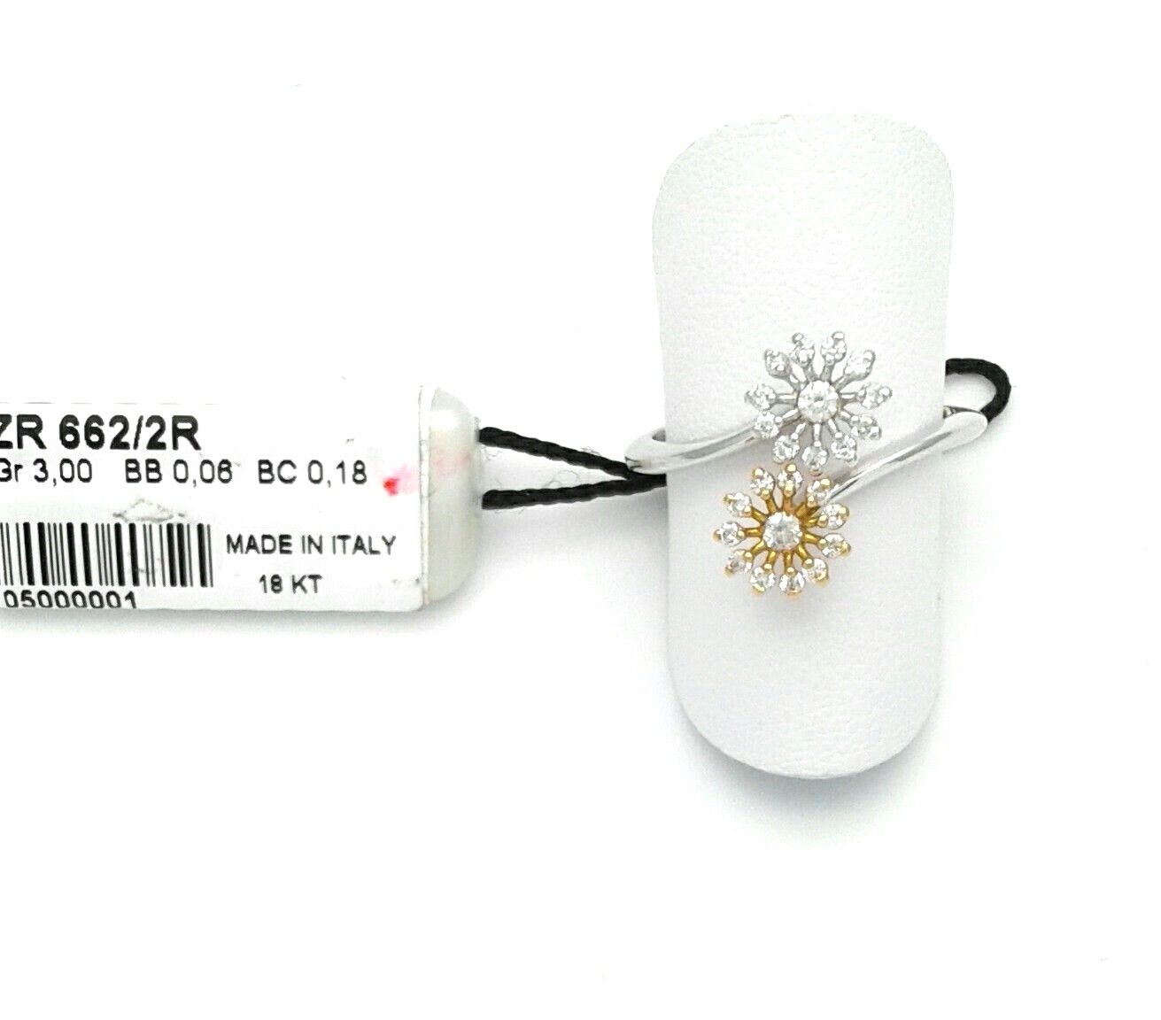 ReCarlo 2-Blumen-Ring aus Weiß- und Gelbgold und Diamanten, 0,24 ct – ZR662/2R