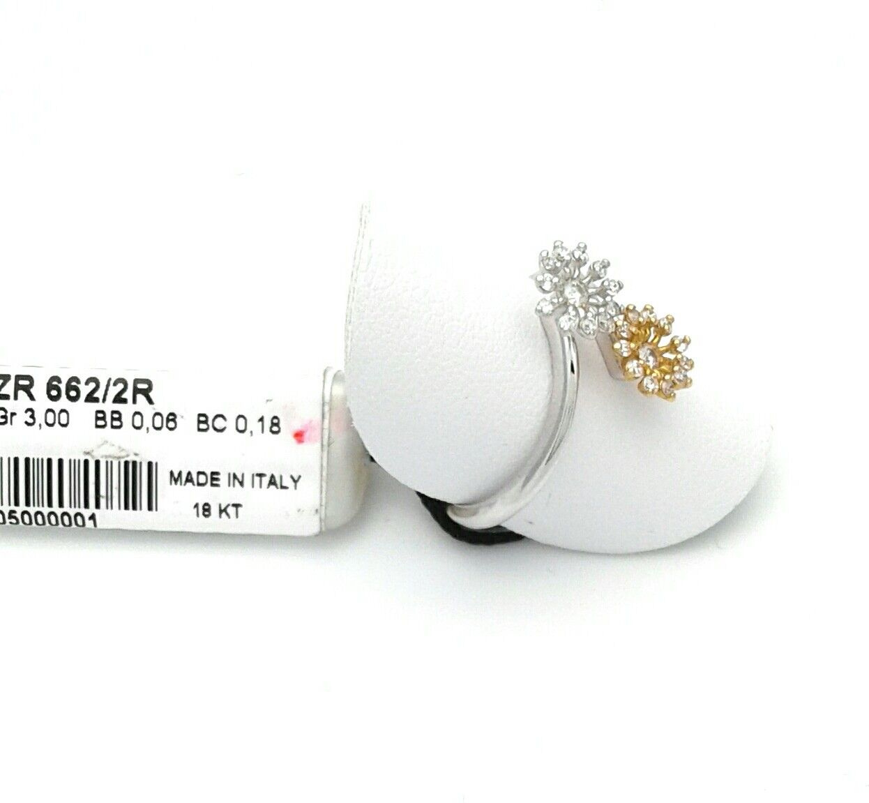 ReCarlo 2-Blumen-Ring aus Weiß- und Gelbgold und Diamanten, 0,24 ct – ZR662/2R
