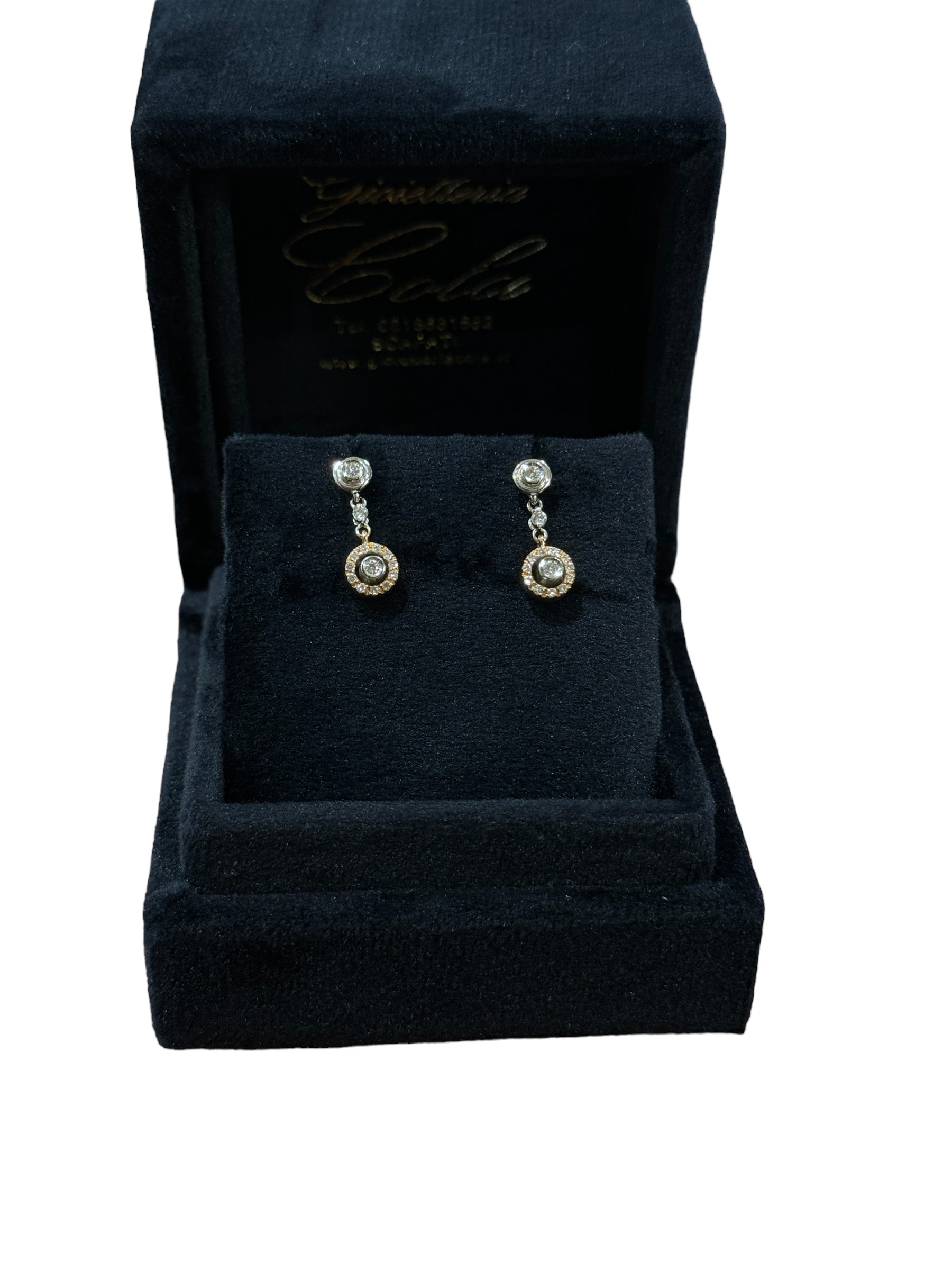 Tropfenohrringe aus Gelb- und Weißgold mit Diamanten, 0,11 ct – ZT064/BR