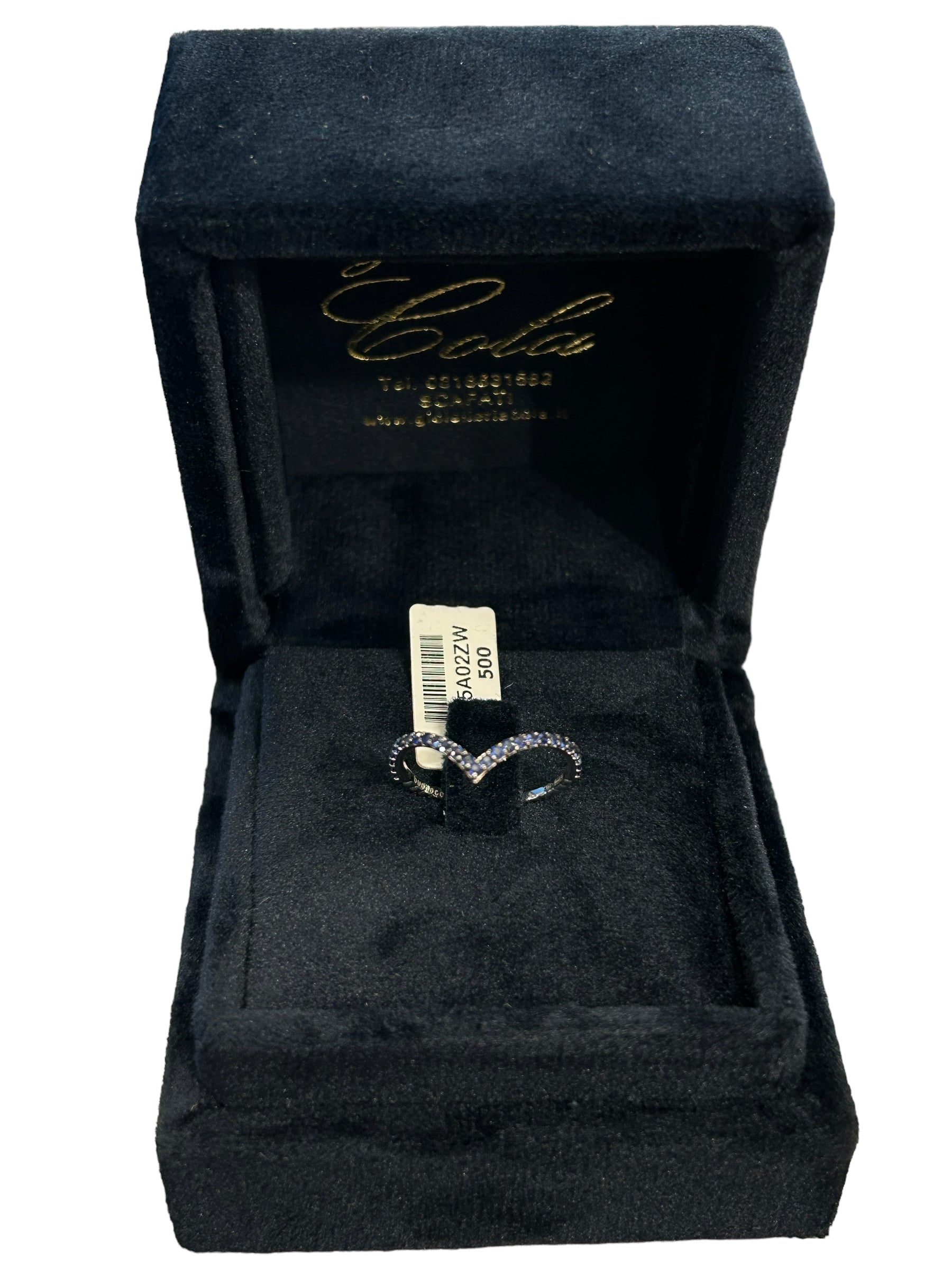 ANELLO ORO BIANCO 18 KT E ZAFFIRI BLU - 885A02ZW