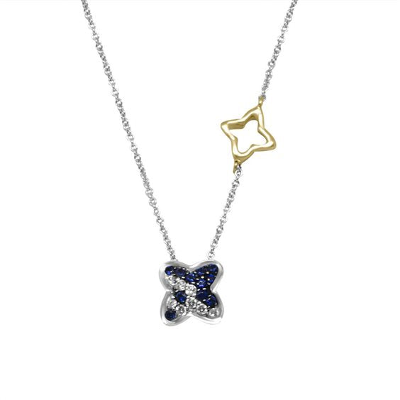 Collana con diamanti e zaffiri, 0.16ct di zaffiri - XD069/BZ