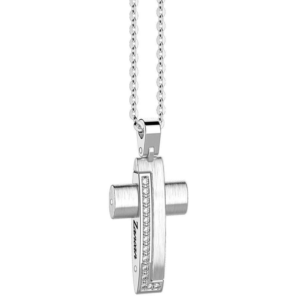 Collana Zancan in Oro Bianco con Diamanti | Croce – Insignia Gold – EC746B