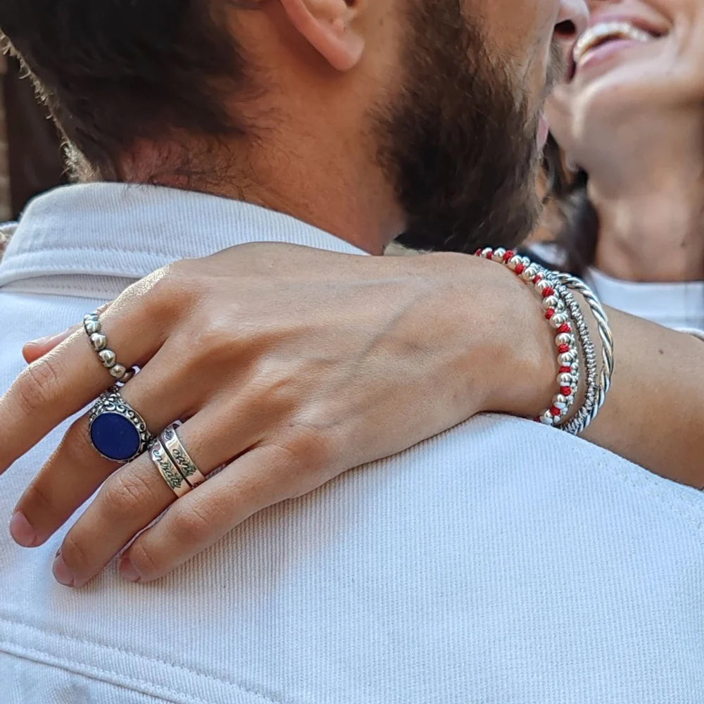 Anello Spadarella in argento, uomo, FEDE CON ZIRCONI BLU - AN729-BLU