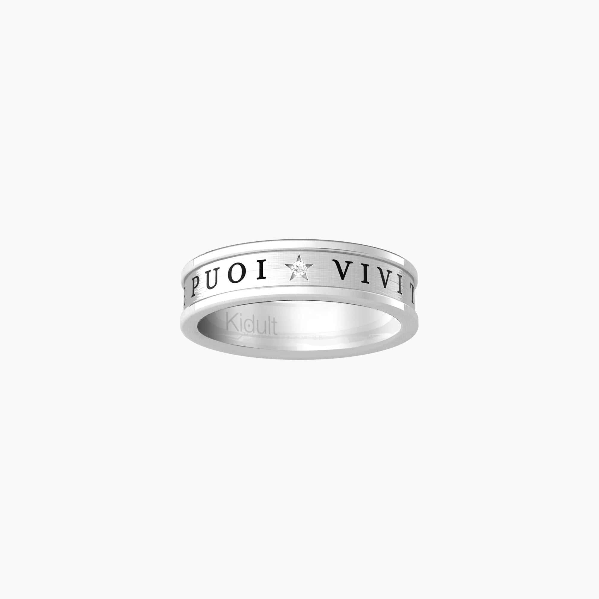 Anello con cristallo e frase
VIVI TUTTA LA VITA ... H. JAMES - 721001