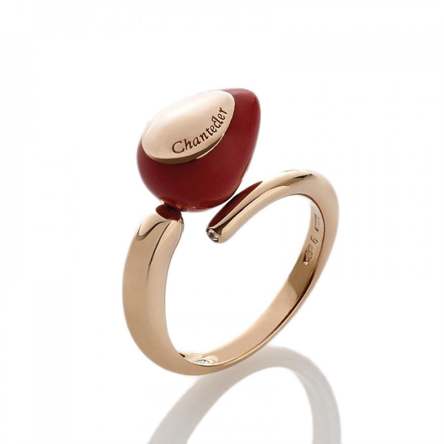 Anello Chantecler collezione Capriful in oro rosa 18kt, corallo e diamante - 36103