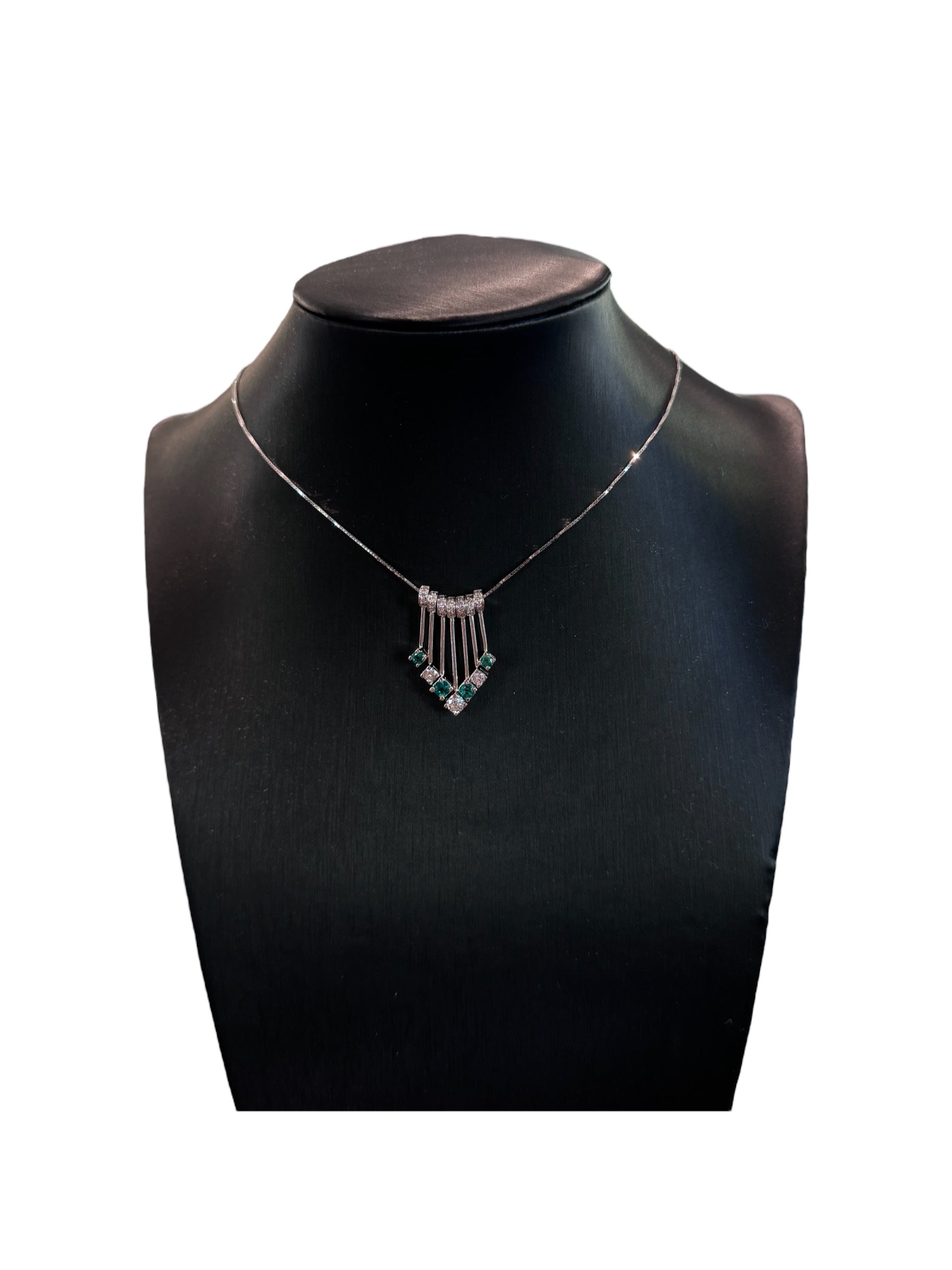 Silver Necklace Peter Pan Flute Necklace Necklace With Emerald And