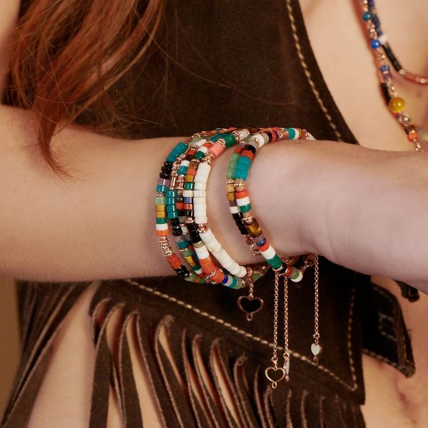 AMERIKANISCHES MEHRFARBIGES STEINARMBAND - BPUSHINB