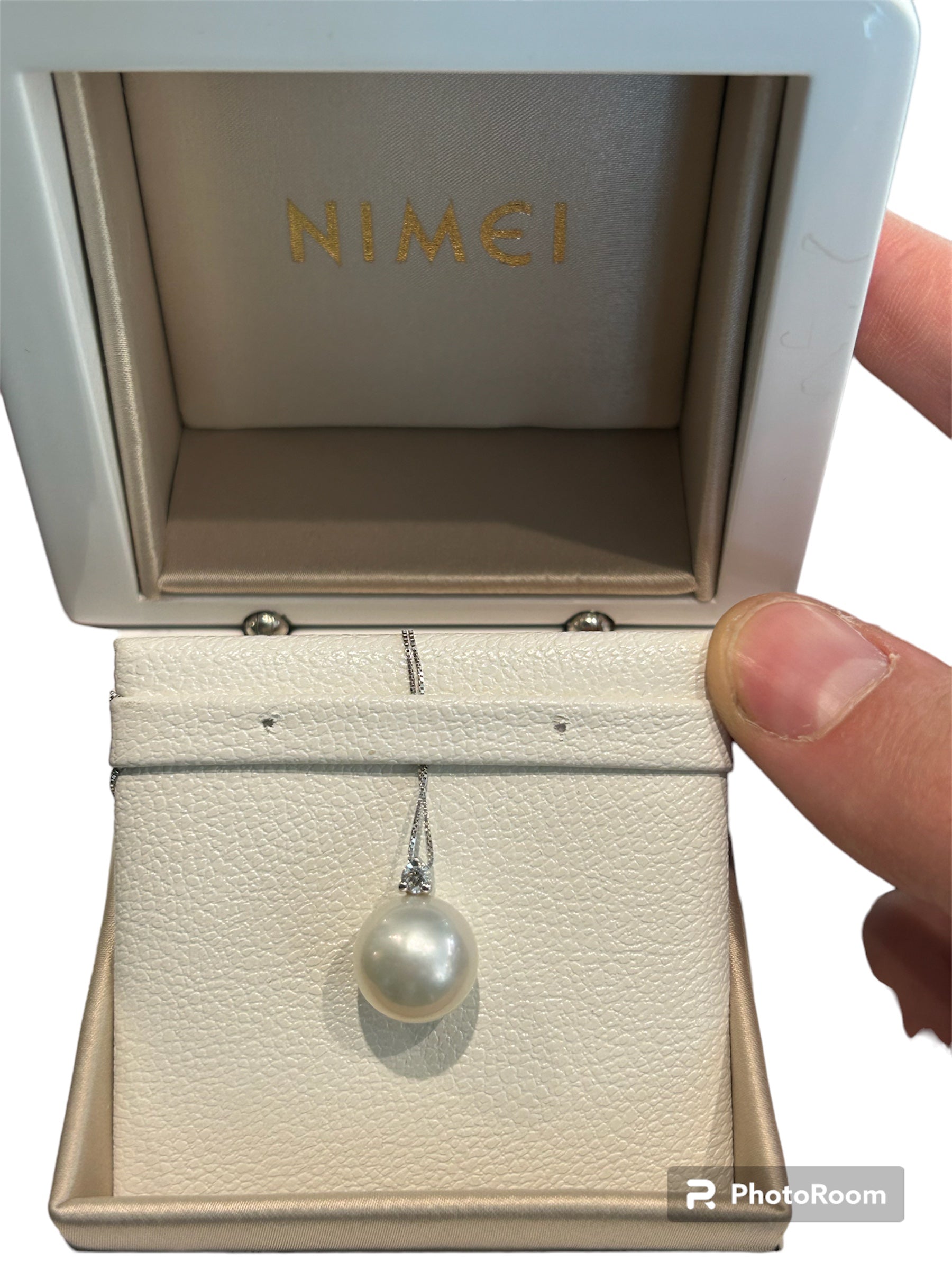 Halsband aus Weißgold, australischen Perlen und Diamanten – PCL4411A