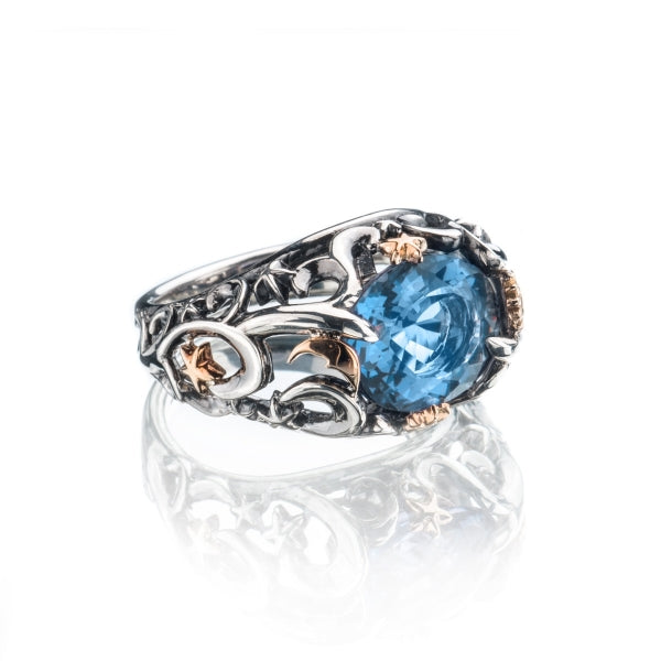 Stardust ring with blue stone dome - AN915