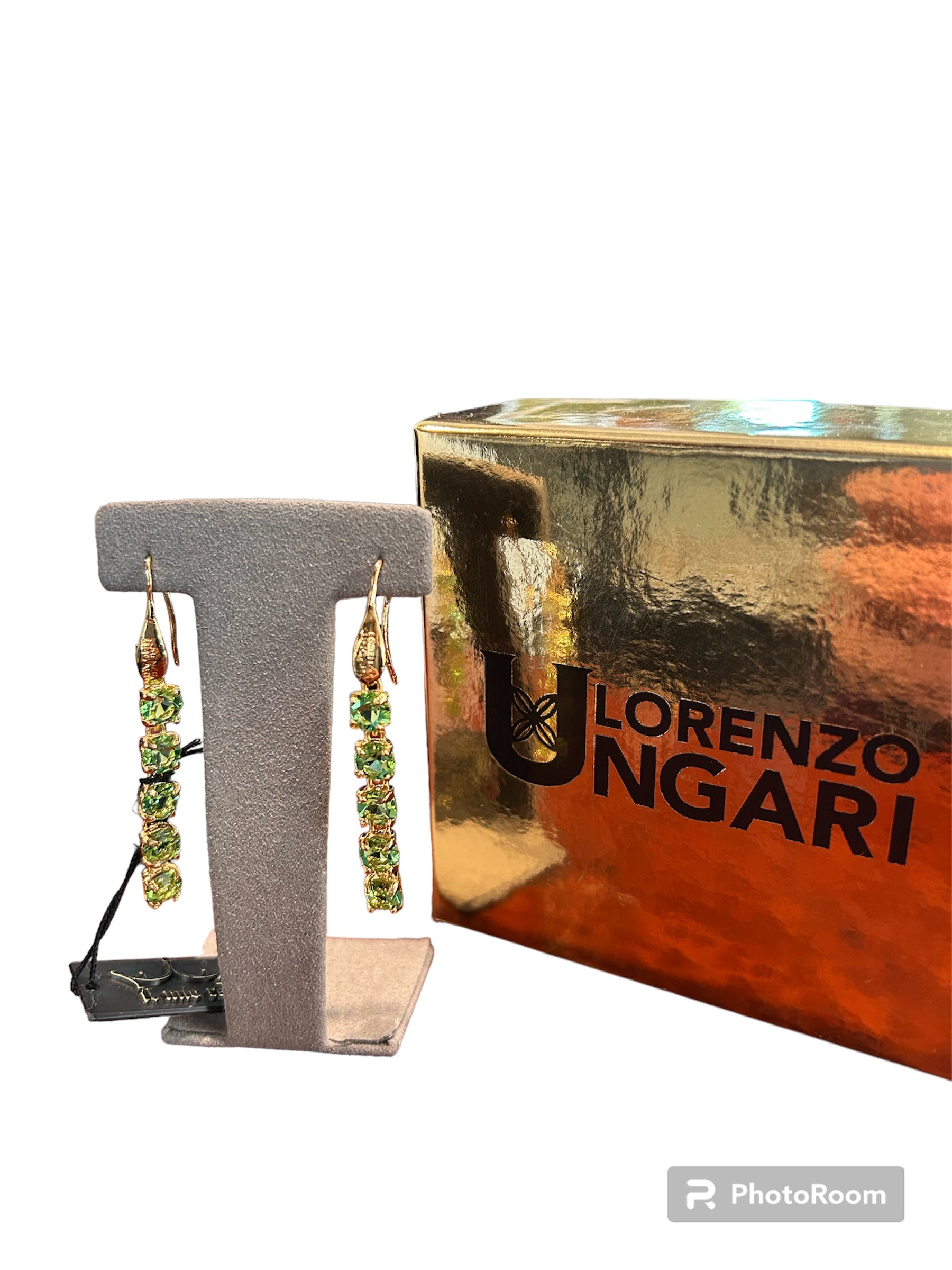 IL Mio Re - Orecchini pendenti in bronzo dorato e pietre verdi - ILMIORE OR 020V